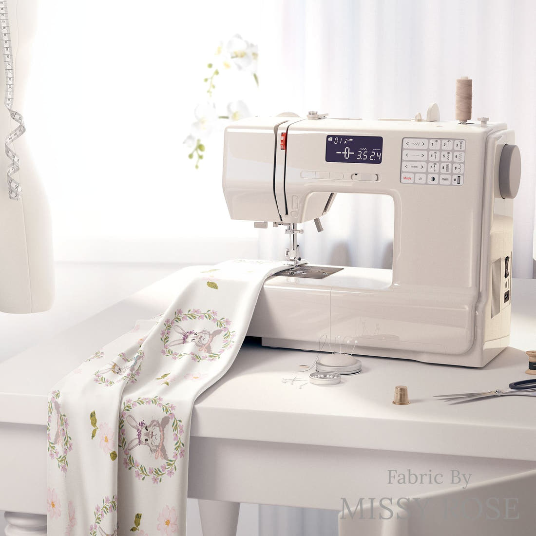 Indy Bloom Fabric Easter Party Bunnies 03 fabric on a sewing machine - sew your own | Fabric by Missy Rose