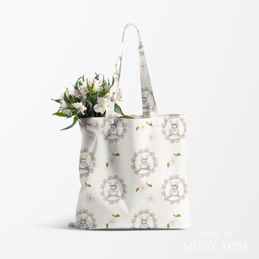 Indy Bloom Fabric Easter Party Bunnies 03 made up as a tote bag - custom printed fabric | Fabric by Missy Rose