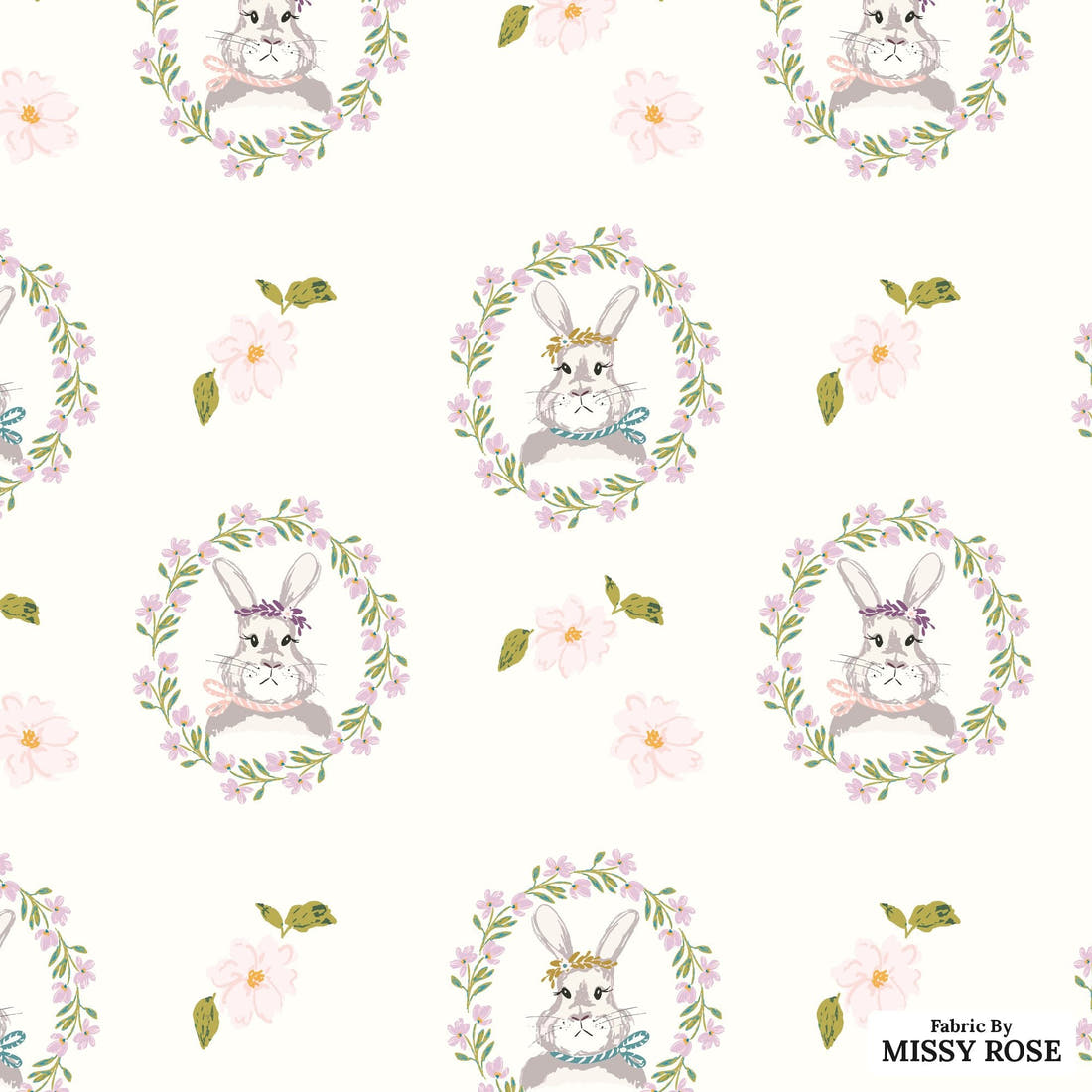 Indy Bloom Fabric Easter Party Bunnies 03 flat view of the printed design | Fabric by Missy Rose
