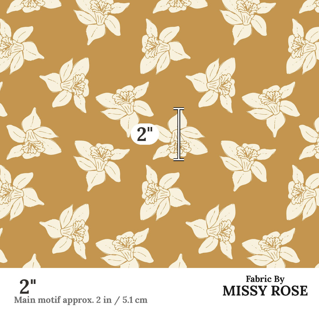 Indy Bloom Fabric Easter Party Daffodil 20 2 inch print scale guide | Fabric by Missy Rose