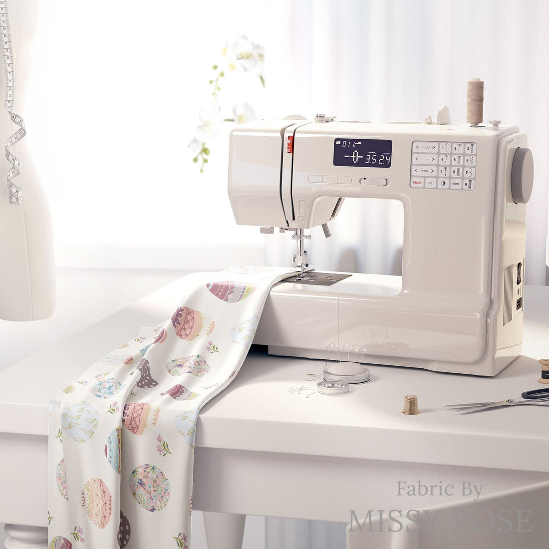 Indy Bloom Fabric Easter Party Eggs 04 fabric on a sewing machine - sew your own | Fabric by Missy Rose