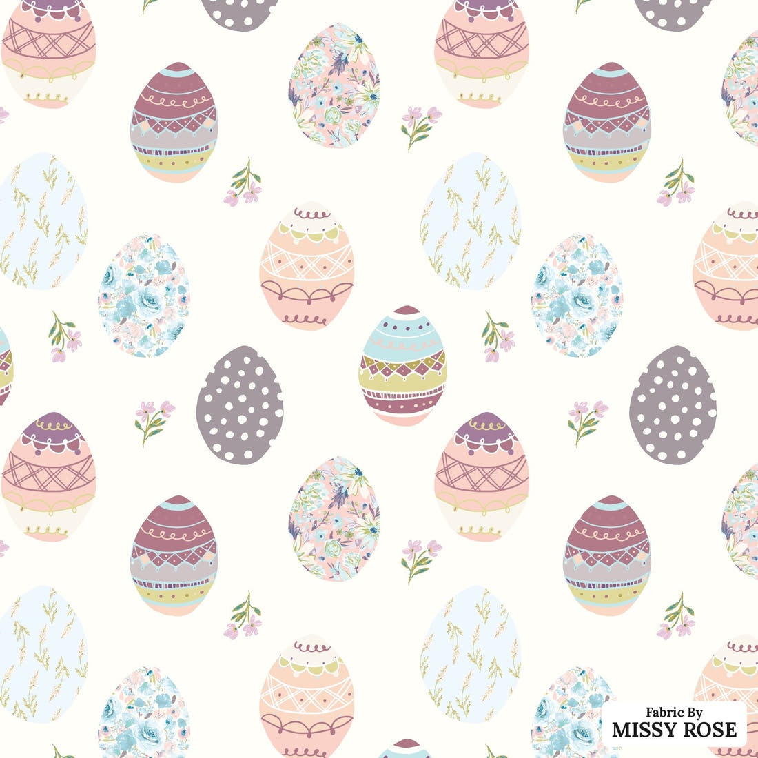 Indy Bloom Fabric Easter Party Eggs 04 flat view of the printed design | Fabric by Missy Rose