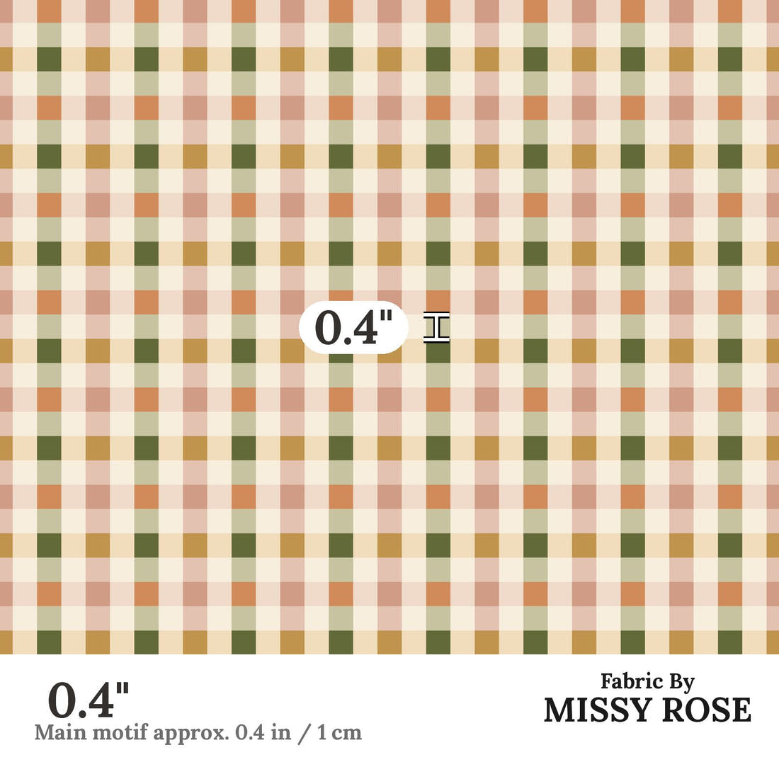 Indy Bloom Fabric Easter Party Gingham 21 0.4 inch print scale guide | Fabric by Missy Rose