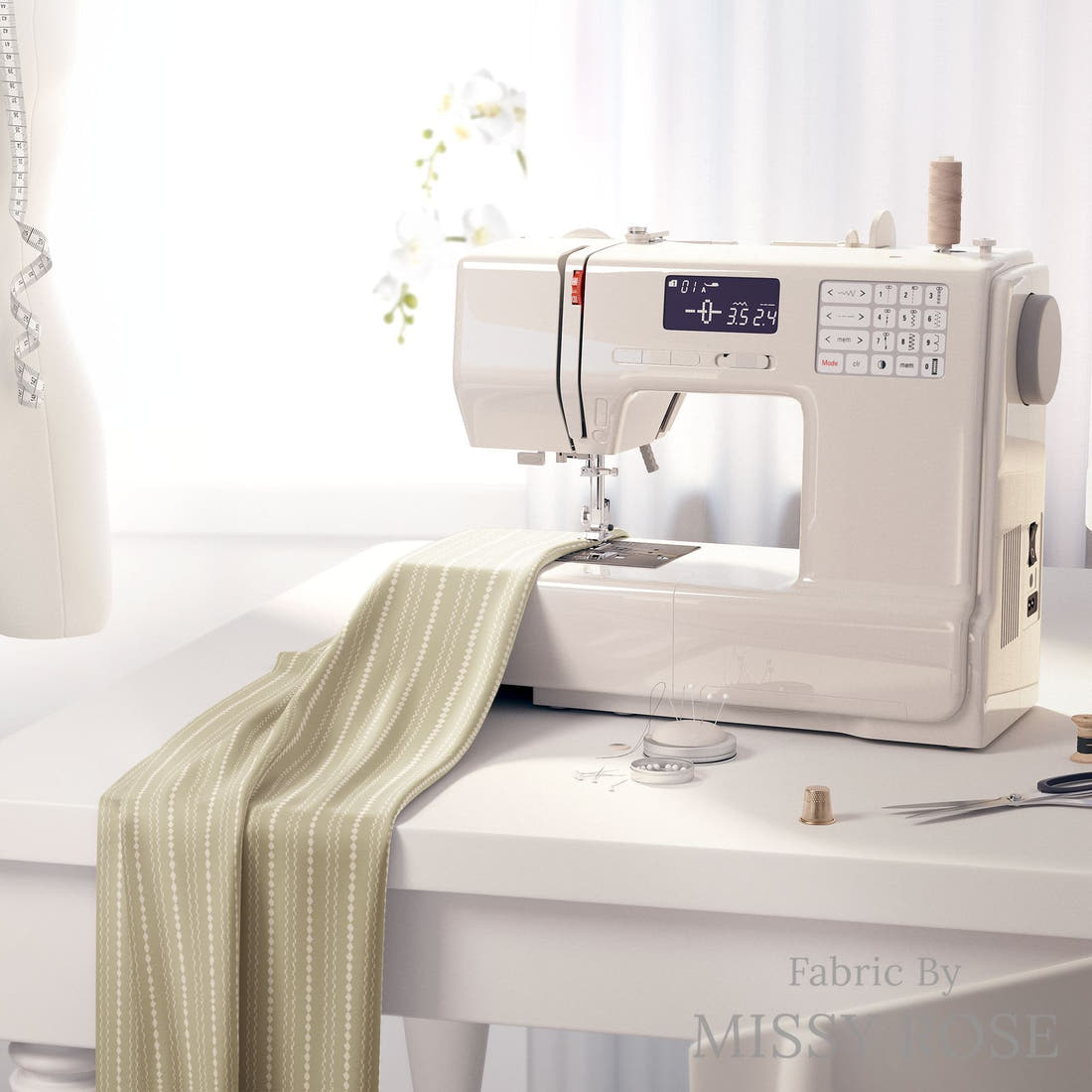 Indy Bloom Fabric Easter Party Knit in Sage 23 fabric on a sewing machine - sew your own | Fabric by Missy Rose