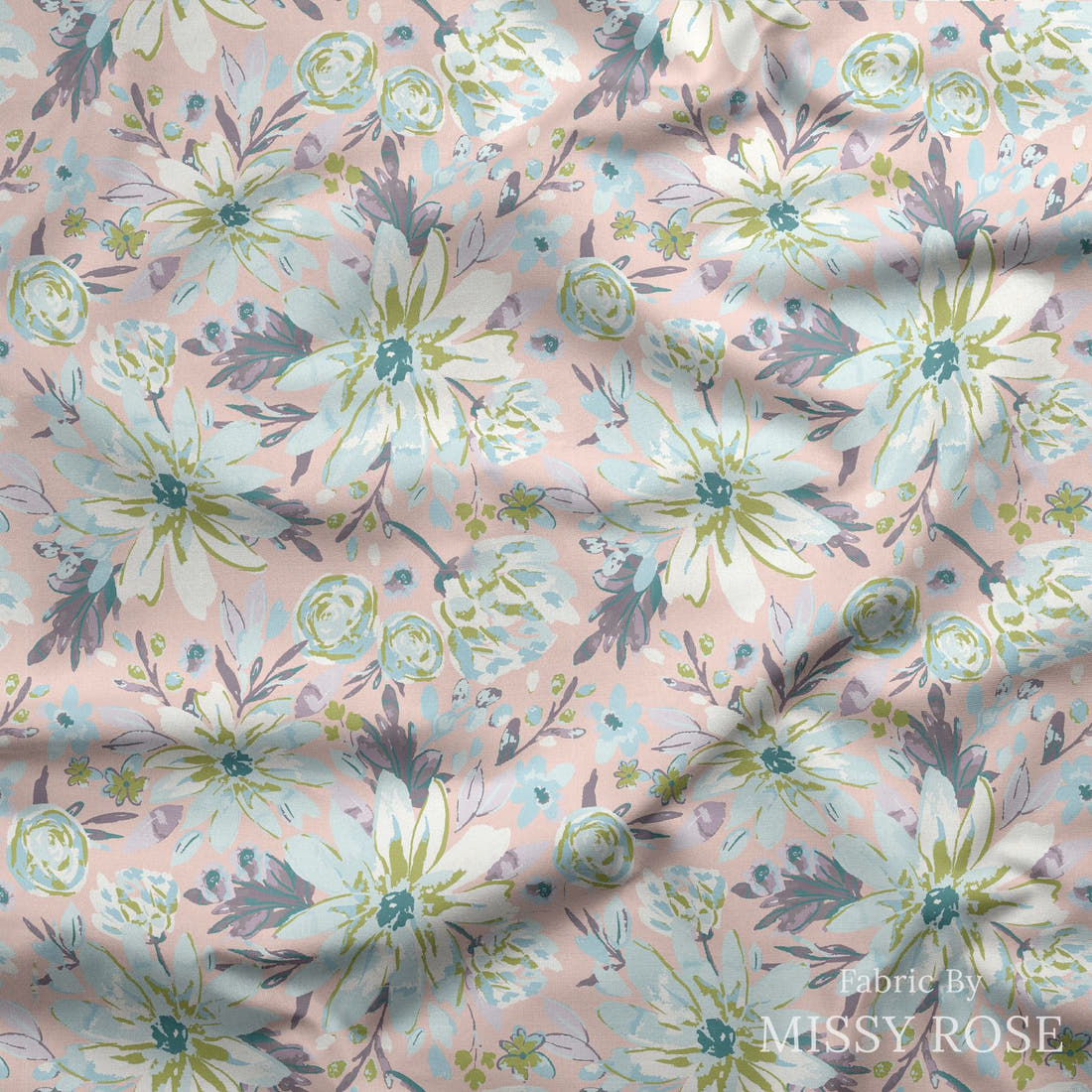 Indy Bloom Fabric Easter Party Pink 01 draped fabric mockup - custom printed fabric by the metre | Fabric by Missy Rose