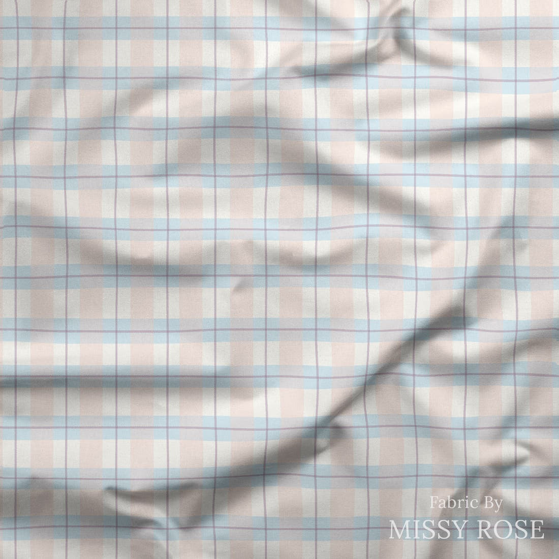 Indy Bloom Fabric Easter Party Plaid 09 draped fabric mockup - custom printed fabric by the metre | Fabric by Missy Rose