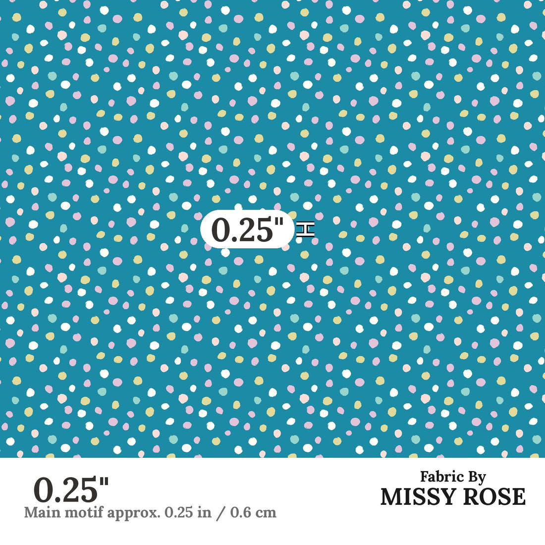 Indy Bloom Fabric Easter Party Polka Blue 07 0.25 inch print scale guide | Fabric by Missy Rose