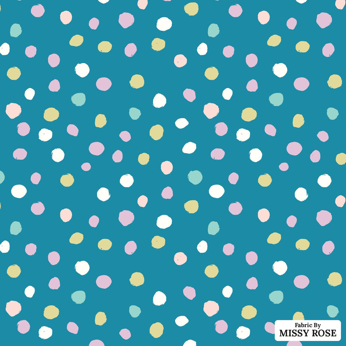Indy Bloom Fabric Easter Party Polka Blue 07 flat view of the printed design | Fabric by Missy Rose
