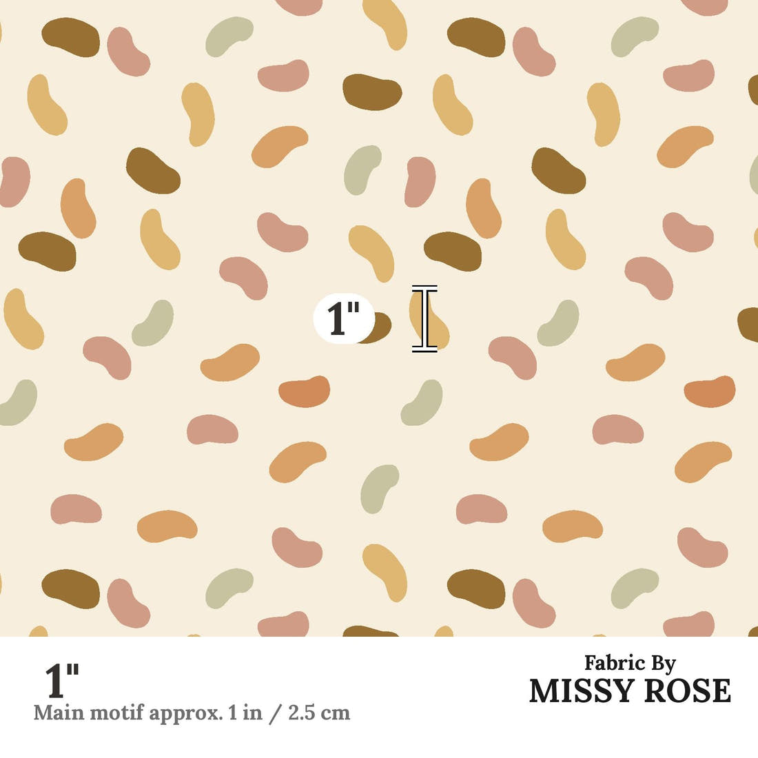 Indy Bloom Fabric Easter Party Rainbow Beans 24 1 inch print scale guide | Fabric by Missy Rose