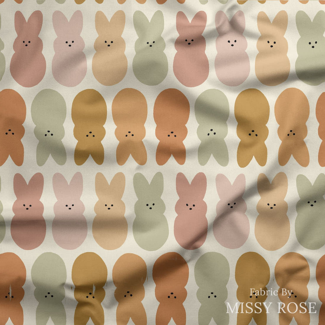 Indy Bloom Fabric Easter Party Rainbow Bunny 10 draped fabric mockup - custom printed fabric by the metre | Fabric by Missy Rose