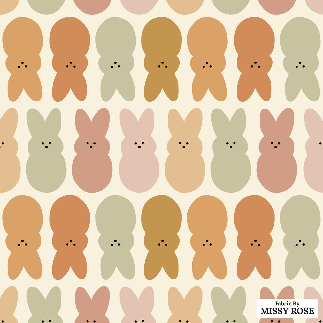 Indy Bloom Fabric Easter Party Rainbow Bunny 10 flat view of the printed design | Fabric by Missy Rose
