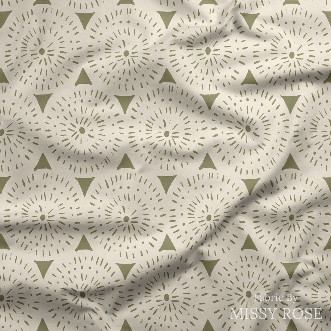 Indy Bloom Fabric Easter Party Sage Boho 11 draped fabric mockup - custom printed fabric by the metre | Fabric by Missy Rose