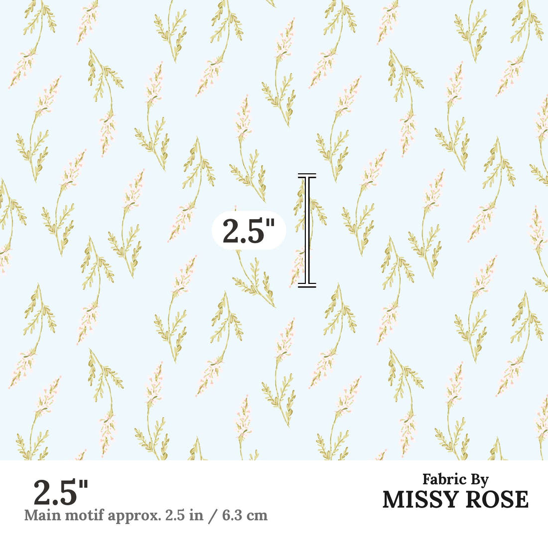 Indy Bloom Fabric Easter Party Sky Floral 05 2.5 inch print scale guide | Fabric by Missy Rose