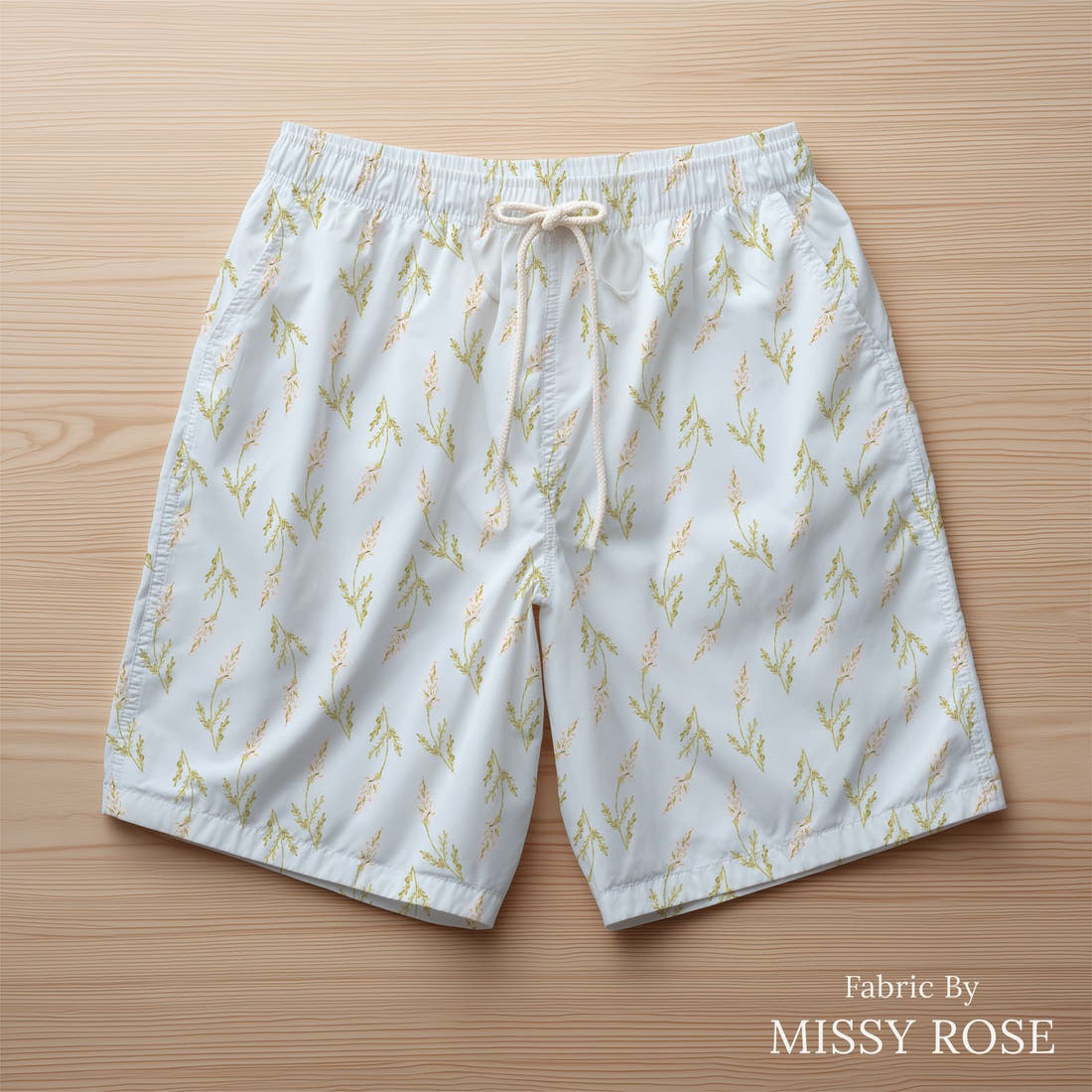 Indy Bloom Fabric Easter Party Sky Floral 05 sewn into swim shorts - custom printed fabric | Fabric by Missy Rose