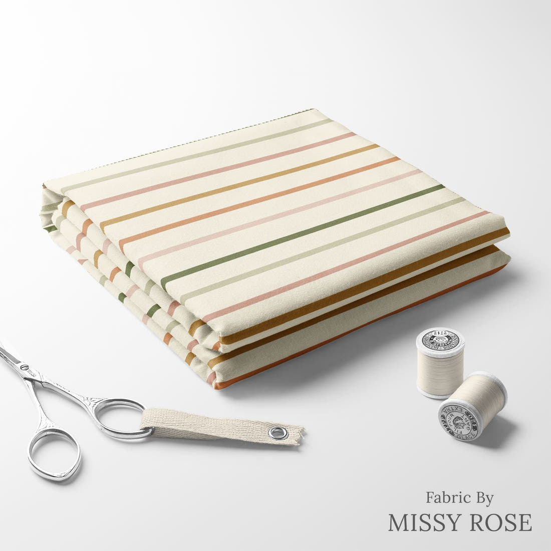 Indy Bloom Fabric Easter Party Stripe 14 folded fabric stack with matching thread - pre-order fabric Australia | Fabric by Missy Rose