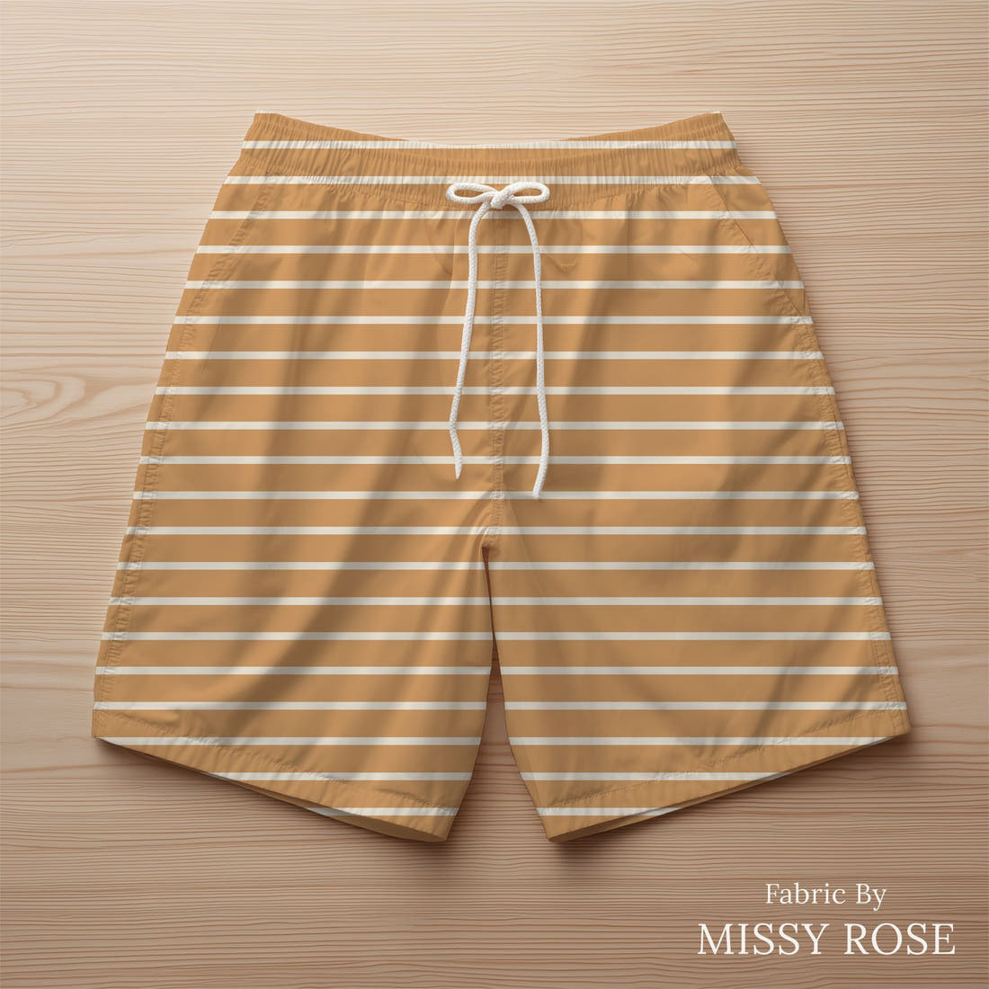 Indy Bloom Fabric Easter Party Stripes Carrot 16 sewn into swim shorts - custom printed fabric | Fabric by Missy Rose
