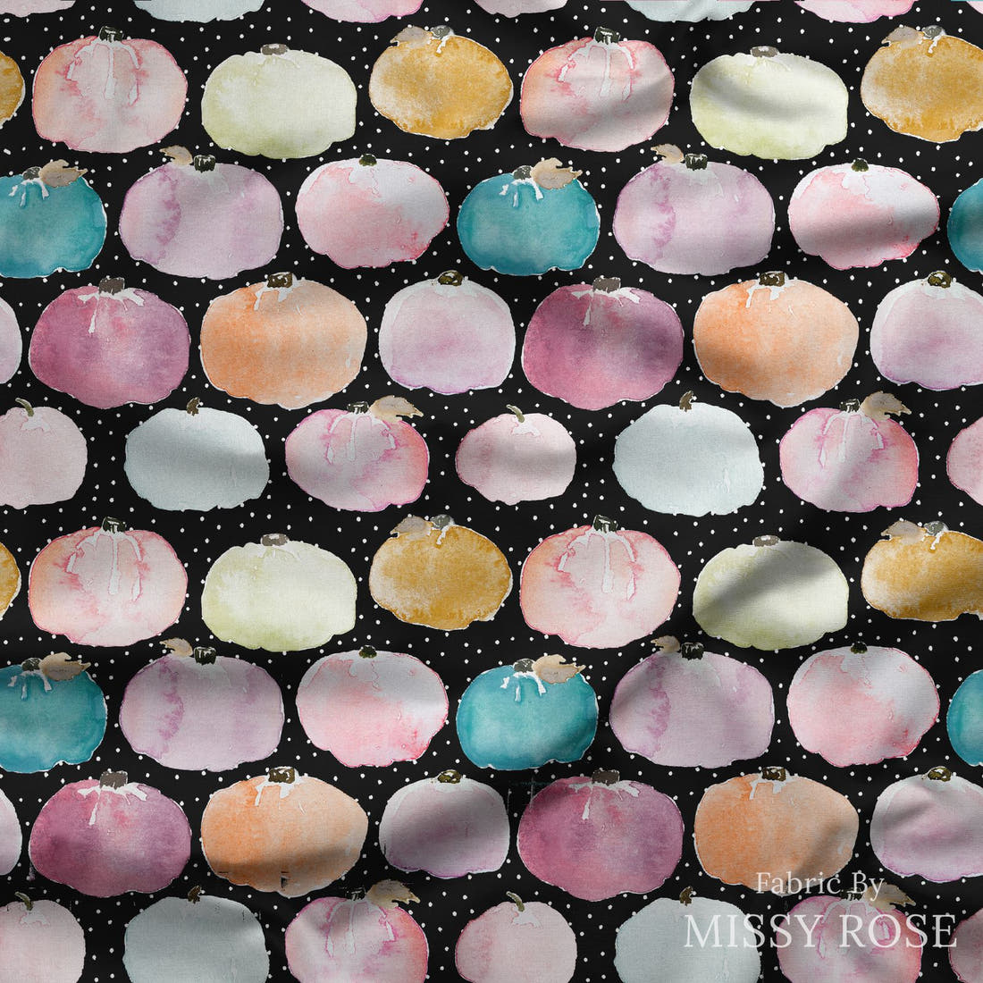 Indy Bloom Fabric Fall Black Pumpkin 07 draped fabric mockup - custom printed fabric by the metre | Fabric by Missy Rose