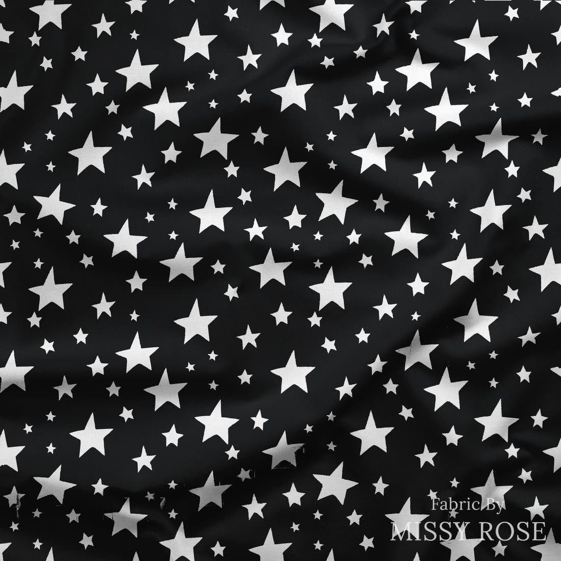 Indy Bloom Fabric Fall Black Stars 16 draped fabric mockup - custom printed fabric by the metre | Fabric by Missy Rose