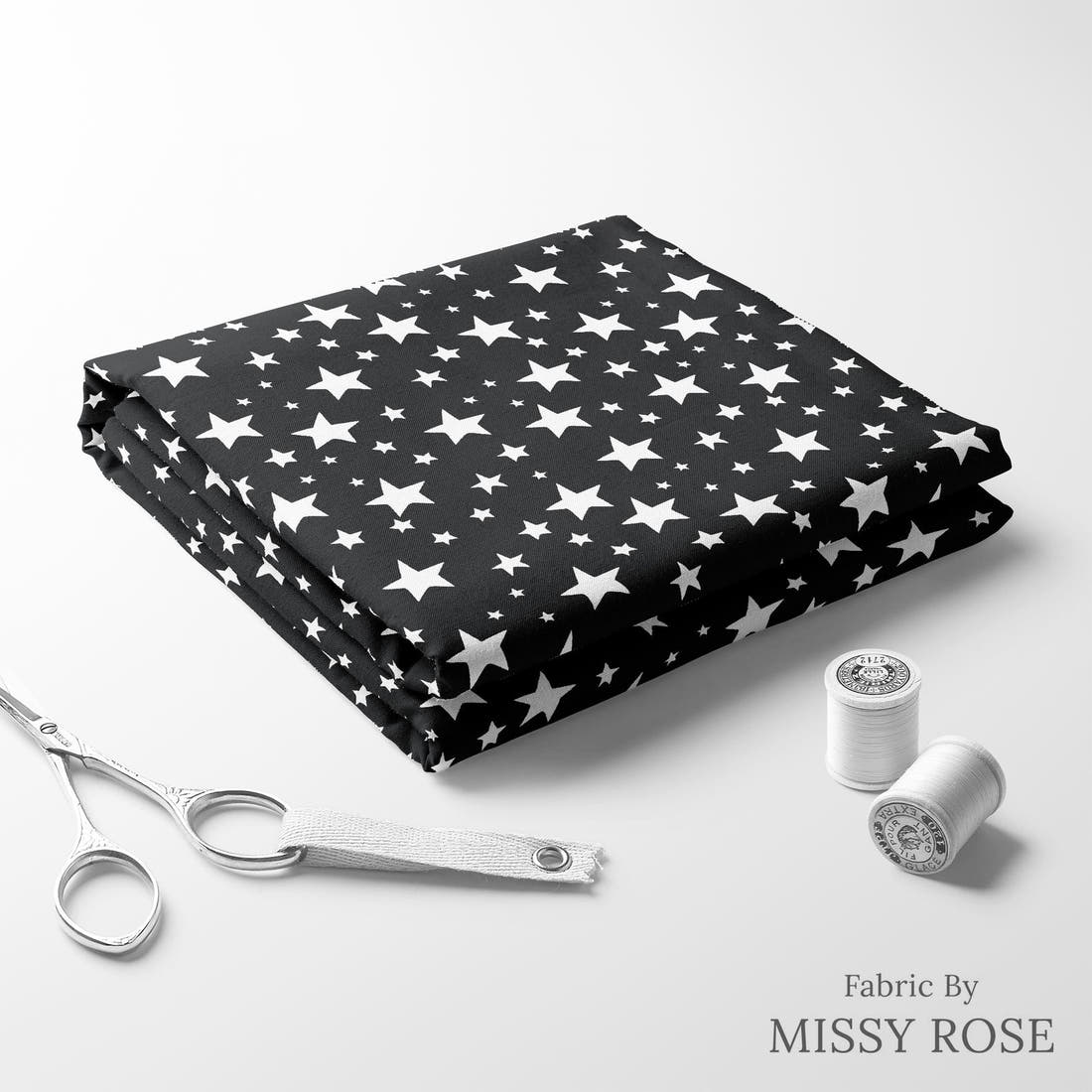 Indy Bloom Fabric Fall Black Stars 16 folded fabric stack with matching thread - pre-order fabric Australia | Fabric by Missy Rose