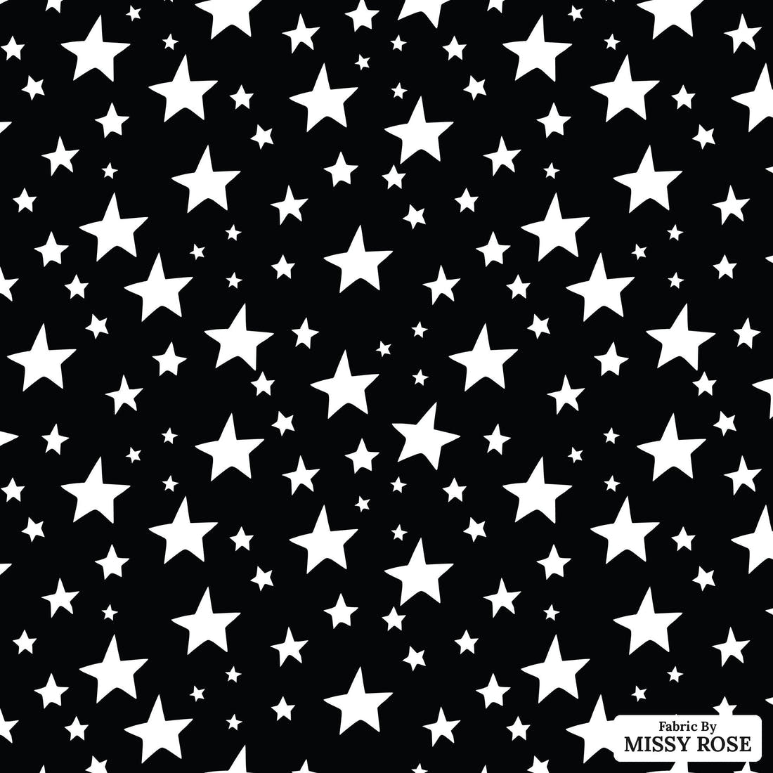 Indy Bloom Fabric Fall Black Stars 16 flat view of the printed design | Fabric by Missy Rose