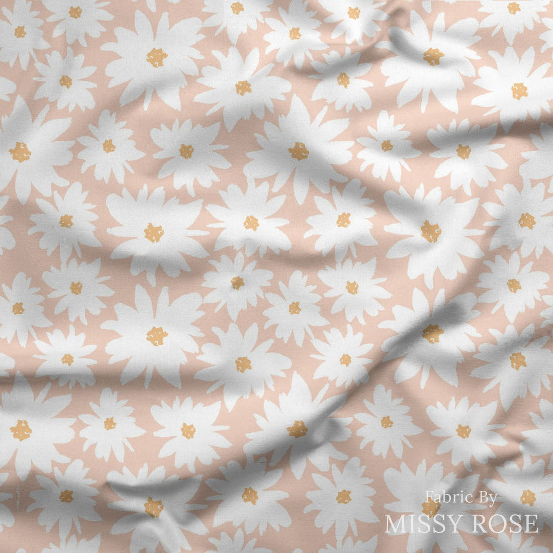 Indy Bloom Fabric Farmhouse Daisy in Pink 11 draped fabric mockup - custom printed fabric by the metre | Fabric by Missy Rose