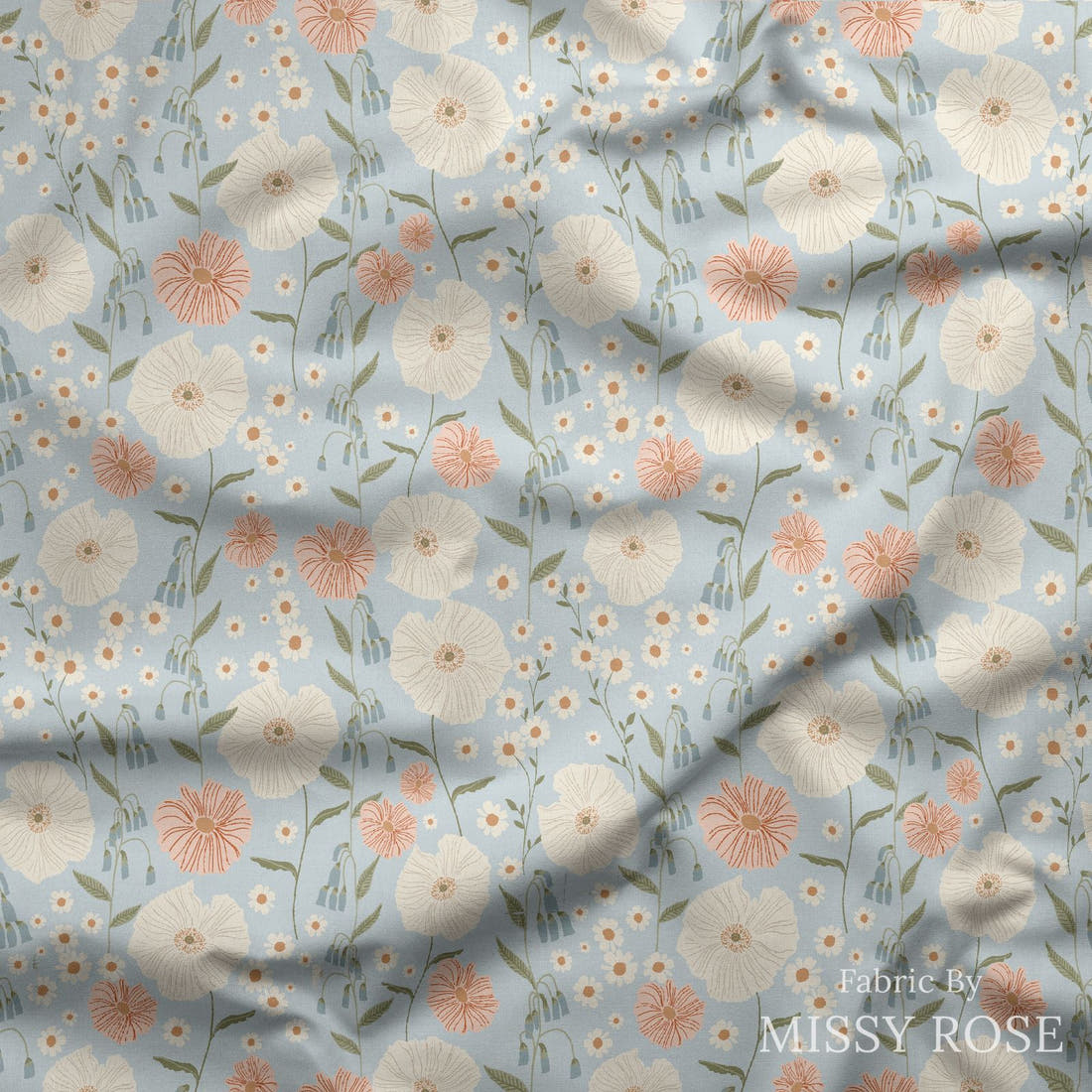 Indy Bloom Fabric Farmhouse Garden 02 draped fabric mockup - custom printed fabric by the metre | Fabric by Missy Rose