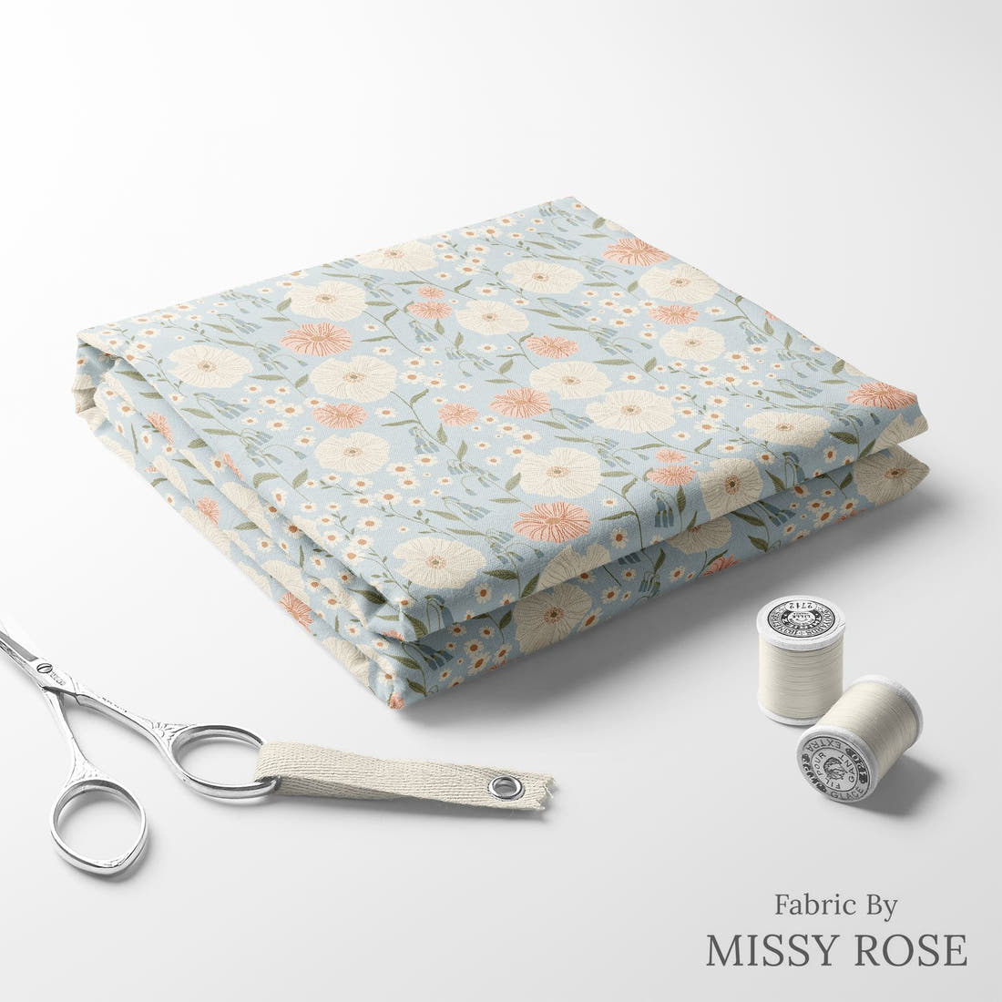Indy Bloom Fabric Farmhouse Garden 02 folded fabric stack with matching thread - pre-order fabric Australia | Fabric by Missy Rose