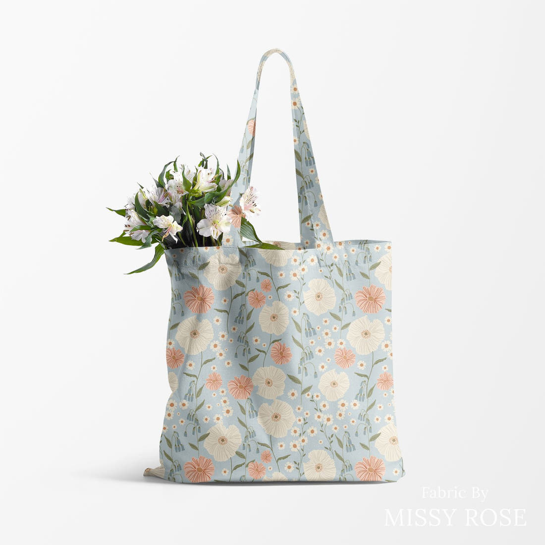 Indy Bloom Fabric Farmhouse Garden 02 made up as a tote bag - custom printed fabric | Fabric by Missy Rose