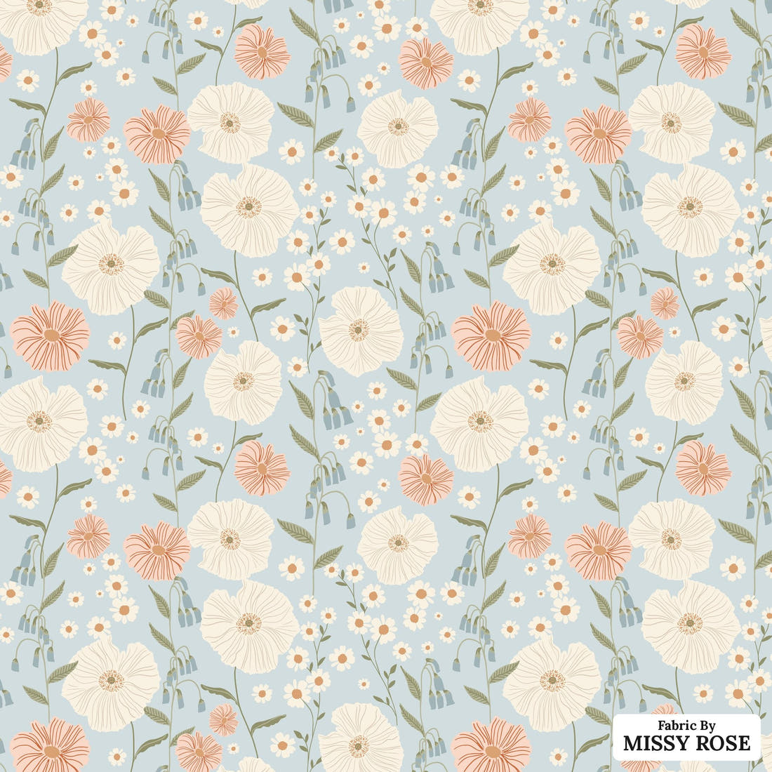 Indy Bloom Fabric Farmhouse Garden 02 flat view of the printed design | Fabric by Missy Rose