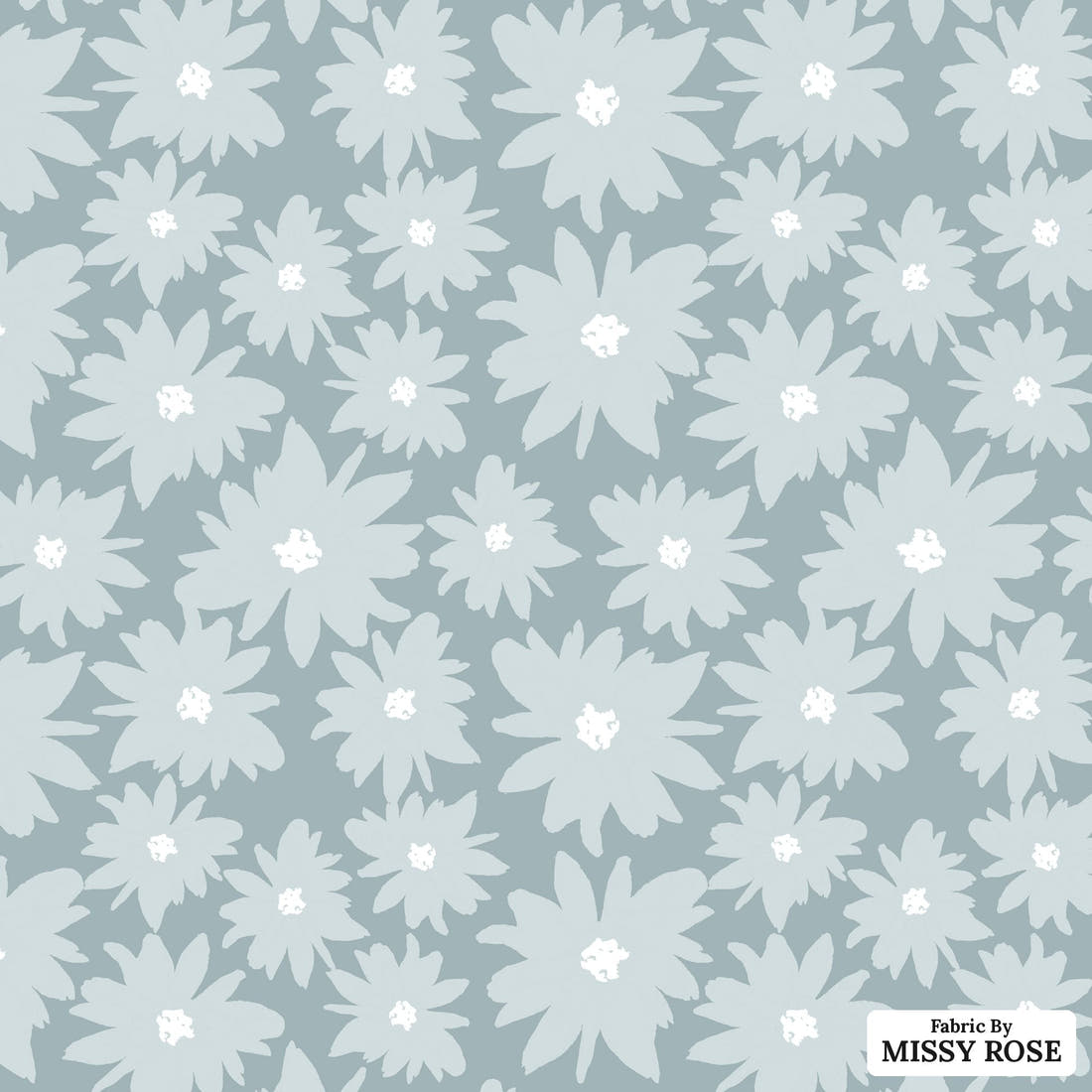 Indy Bloom Fabric Farmhouse Jean Blue Daisy 12 flat view of the printed design | Fabric by Missy Rose