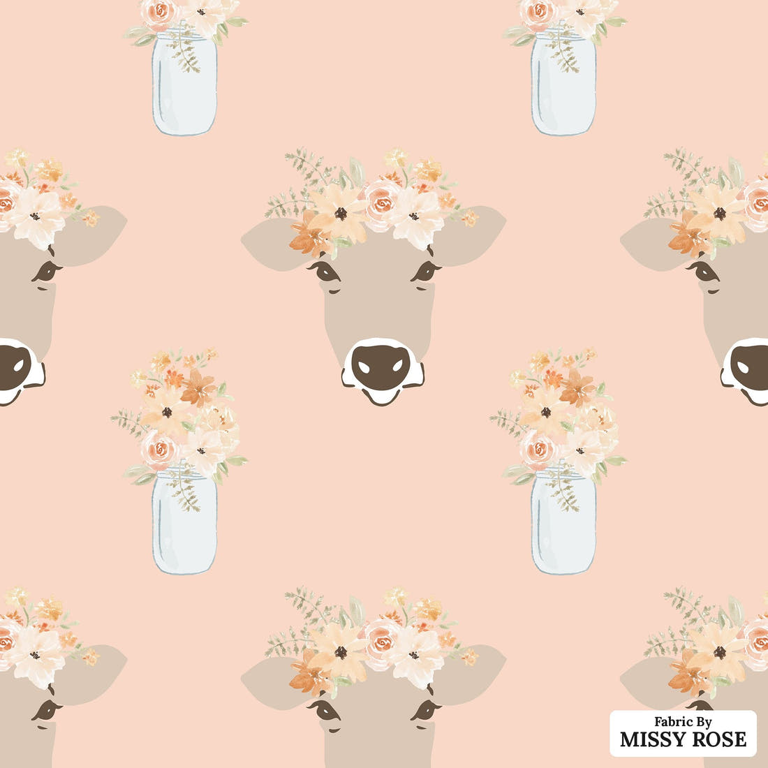 Indy Bloom Fabric Farmhouse Pink Clara 04 flat view of the printed design | Fabric by Missy Rose