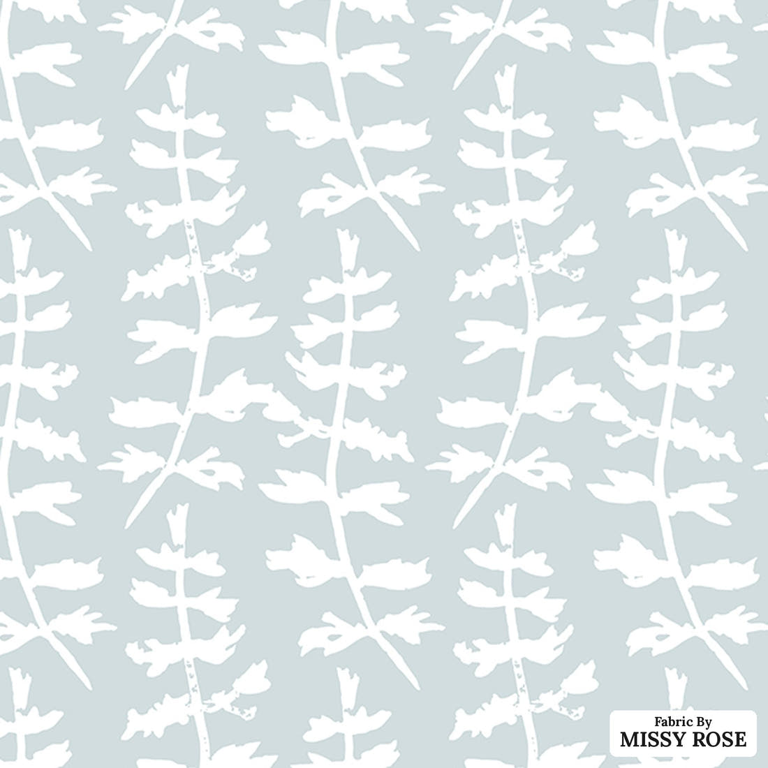 Indy Bloom Fabric Farmhouse Robins Egg Fern 16 flat view of the printed design | Fabric by Missy Rose
