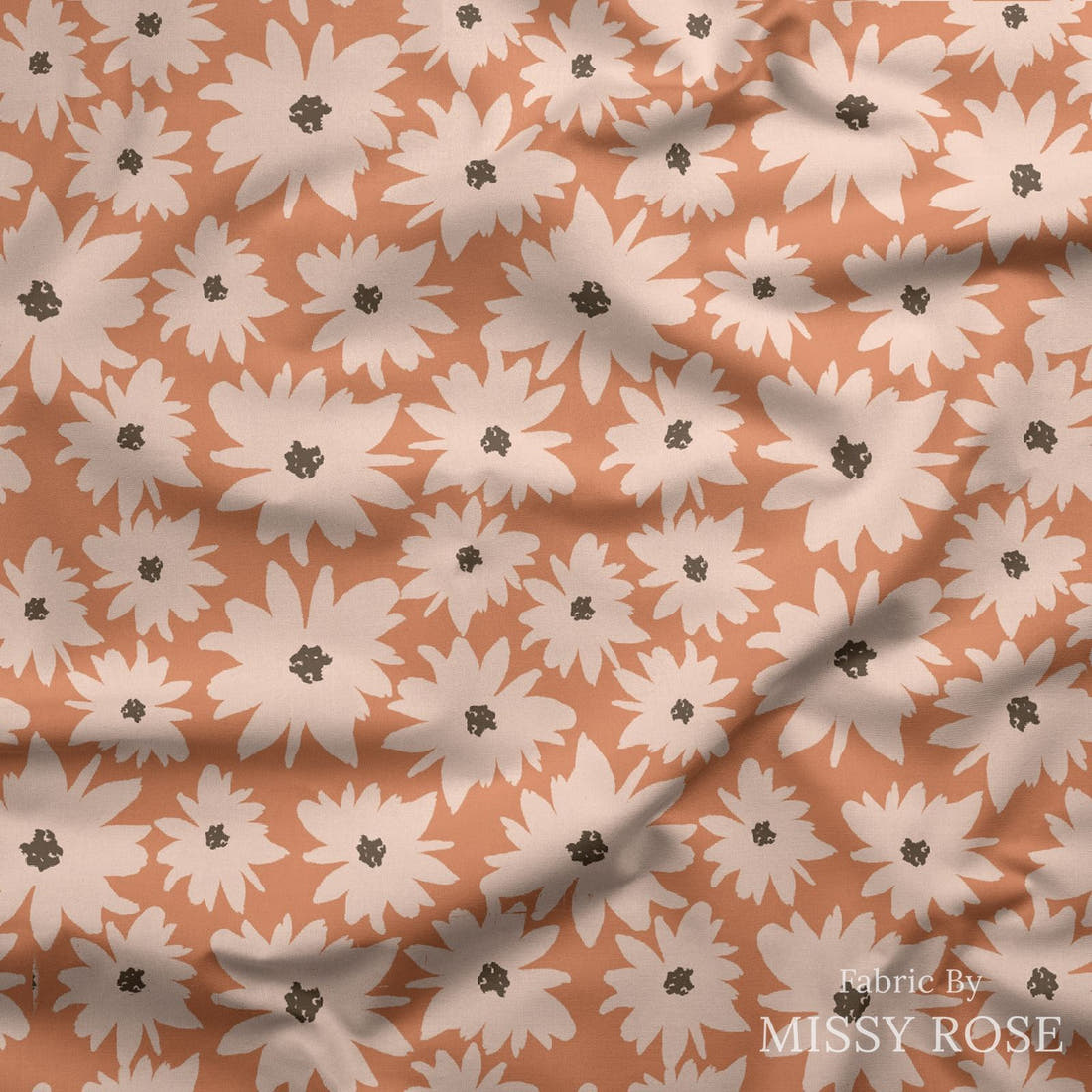 Indy Bloom Fabric Farmhouse Sunset Daisy 10 draped fabric mockup - custom printed fabric by the metre | Fabric by Missy Rose