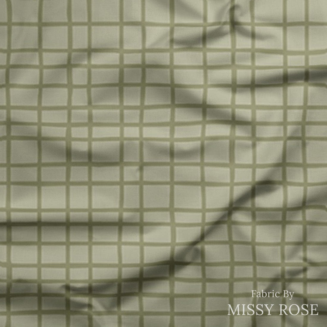 Indy Bloom Fabric Farmhouse Tweed in Sage 15 draped fabric mockup - custom printed fabric by the metre | Fabric by Missy Rose