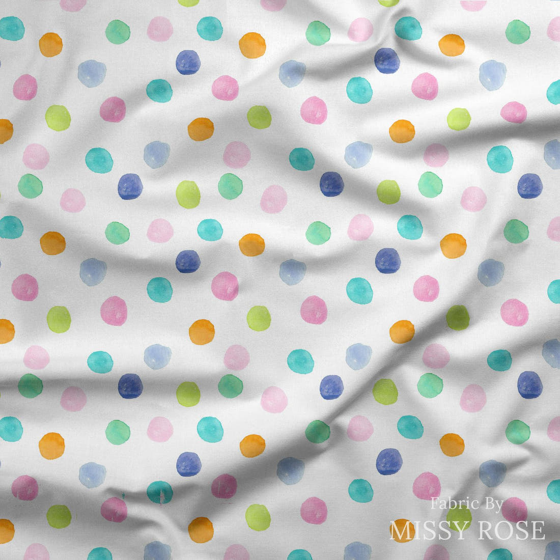Indy Bloom Fabric Flamingo Summer Dipped Dots 02 draped fabric mockup - custom printed fabric by the metre | Fabric by Missy Rose