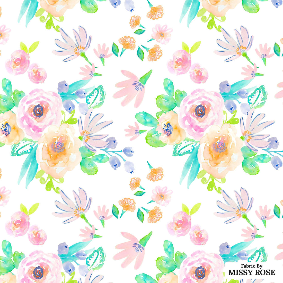 Indy Bloom Fabric Flamingo Summer Flowers 01 flat view of the printed design | Fabric by Missy Rose