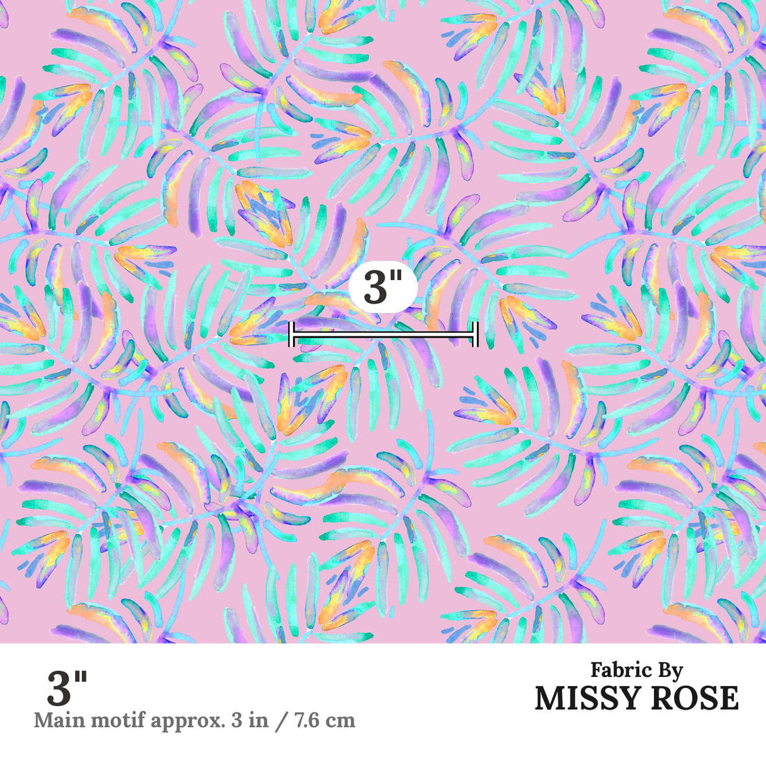 Indy Bloom Fabric Flamingo Summer Palm 04 3 inch print scale guide | Fabric by Missy Rose