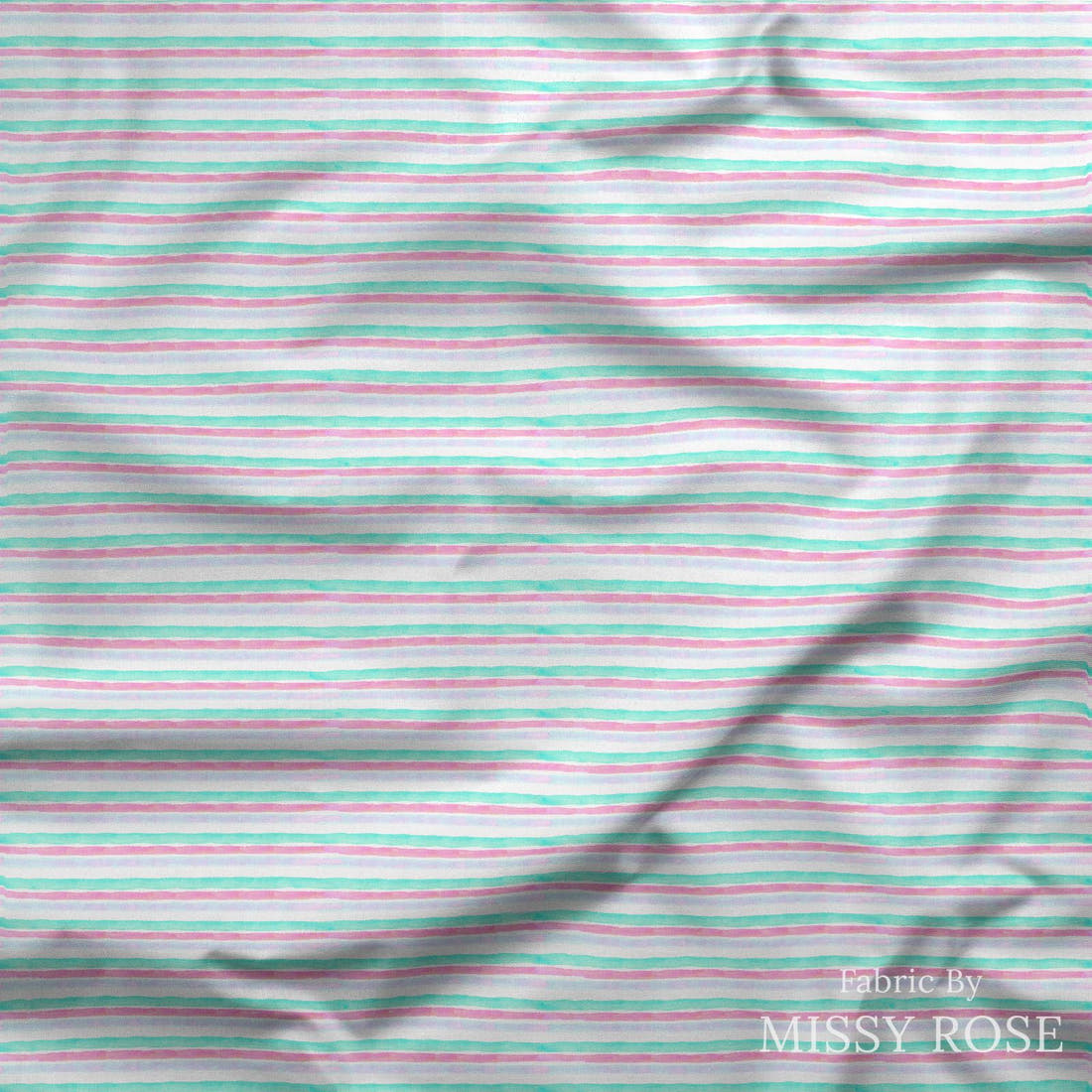 Indy Bloom Fabric Flamingo Summer Stripes 07 draped fabric mockup - custom printed fabric by the metre | Fabric by Missy Rose