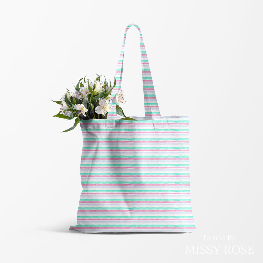 Indy Bloom Fabric Flamingo Summer Stripes 07 made up as a tote bag - custom printed fabric | Fabric by Missy Rose