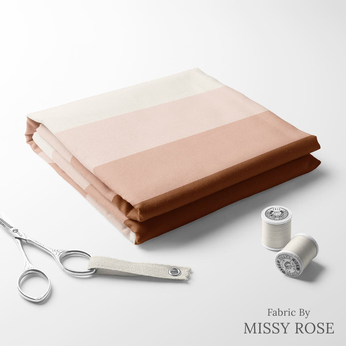 Indy Bloom Fabric Flower Child Blush Ombre stripes 08 folded fabric stack with matching thread - pre-order fabric Australia | Fabric by Missy Rose