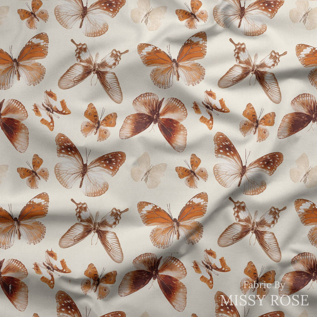 Indy Bloom Fabric Flower Child Boho Butterflies 01 draped fabric mockup - custom printed fabric by the metre | Fabric by Missy Rose