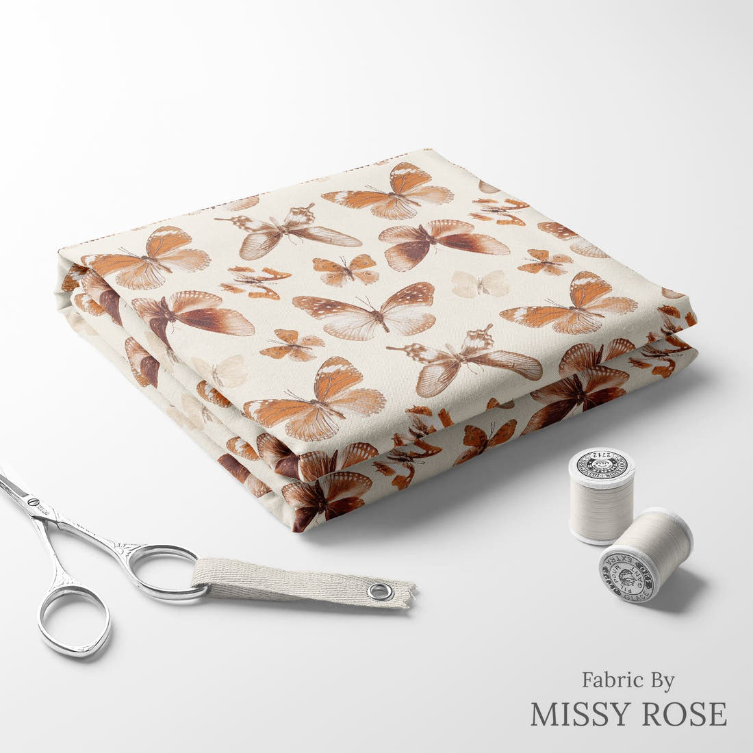 Indy Bloom Fabric Flower Child Boho Butterflies 01 folded fabric stack with matching thread - pre-order fabric Australia | Fabric by Missy Rose