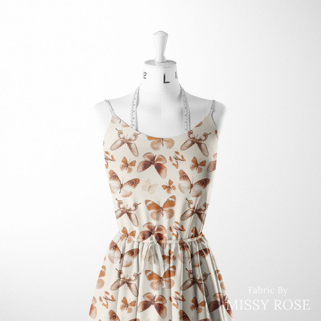 Indy Bloom Fabric Flower Child Boho Butterflies 01 sewn into a women's dress - custom printed fabric | Fabric by Missy Rose