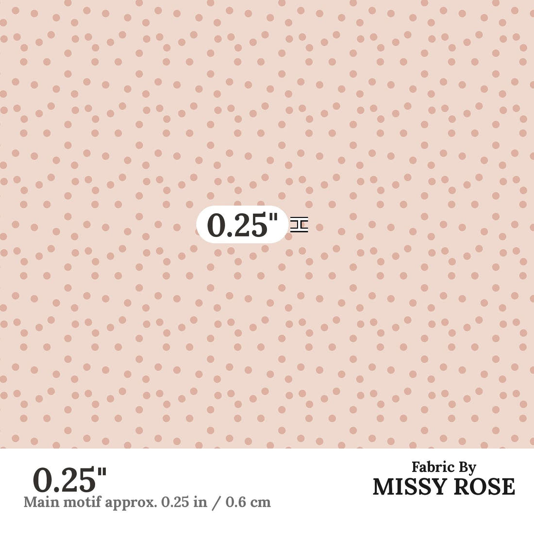 Indy Bloom Fabric Flower Child Boho Polka dot in Blush 10 0.25 inch print scale guide | Fabric by Missy Rose