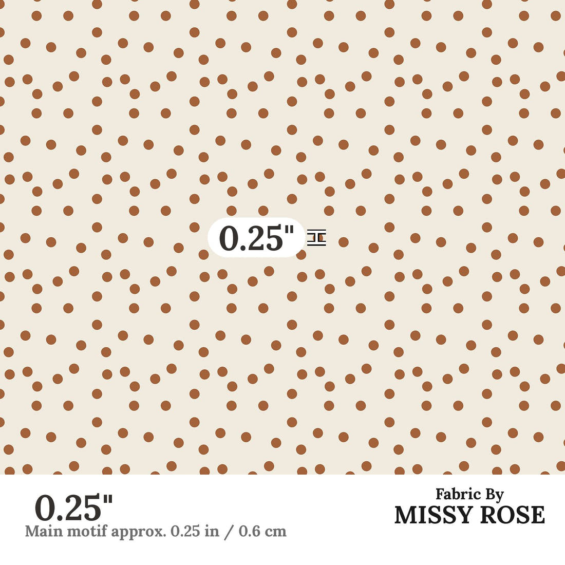 Indy Bloom Fabric Flower Child Boho polka dot in Cream 12 0.25 inch print scale guide | Fabric by Missy Rose