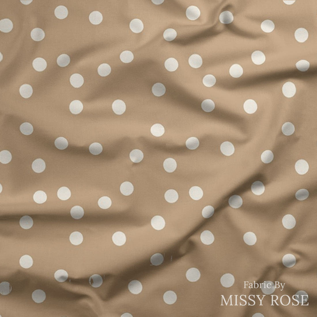 Indy Bloom Fabric Flower Child Boho Polka dot in Sandy 13 draped fabric mockup - custom printed fabric by the metre | Fabric by Missy Rose