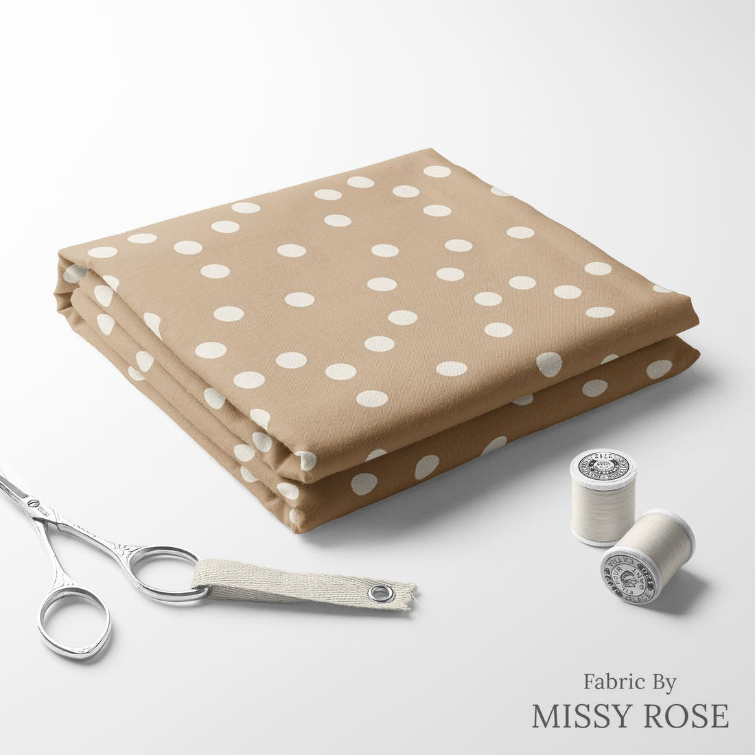 Indy Bloom Fabric Flower Child Boho Polka dot in Sandy 13 folded fabric stack with matching thread - pre-order fabric Australia | Fabric by Missy Rose