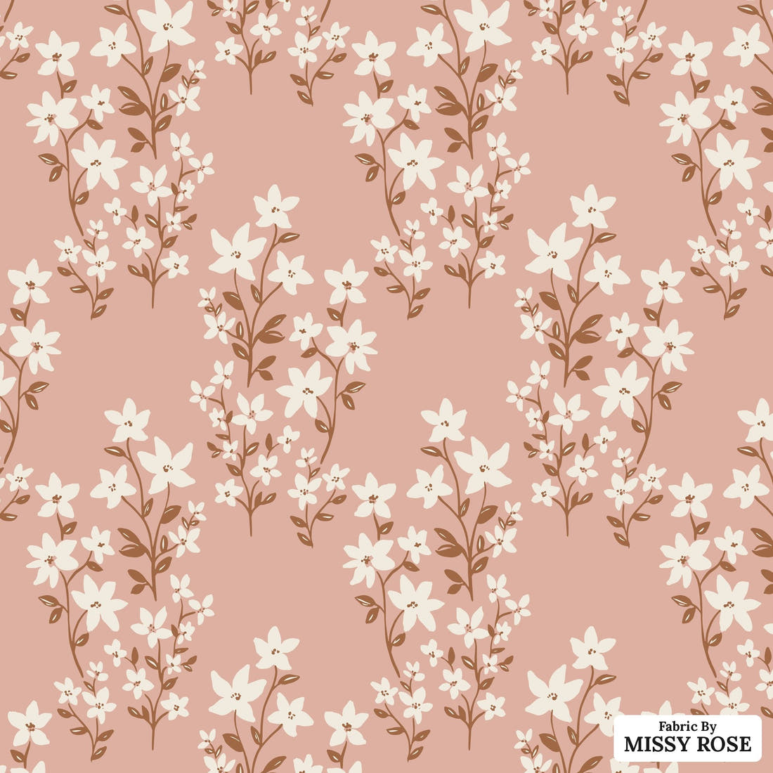 Indy Bloom Fabric Flower Child Ivy in Pink 05 flat view of the printed design | Fabric by Missy Rose