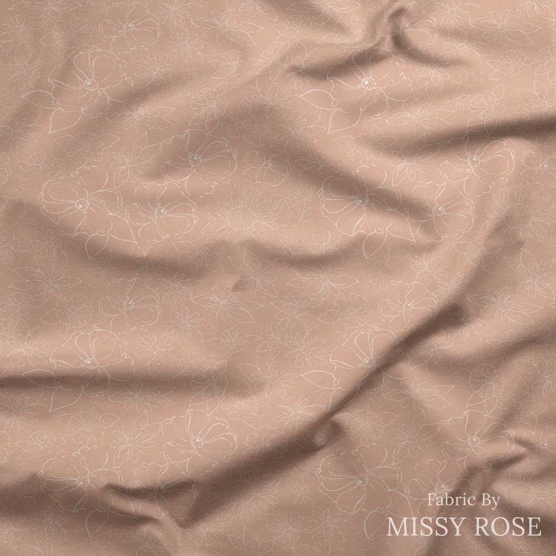 Indy Bloom Fabric Flower Child Sketched floral in Blush 07 draped fabric mockup - custom printed fabric by the metre | Fabric by Missy Rose