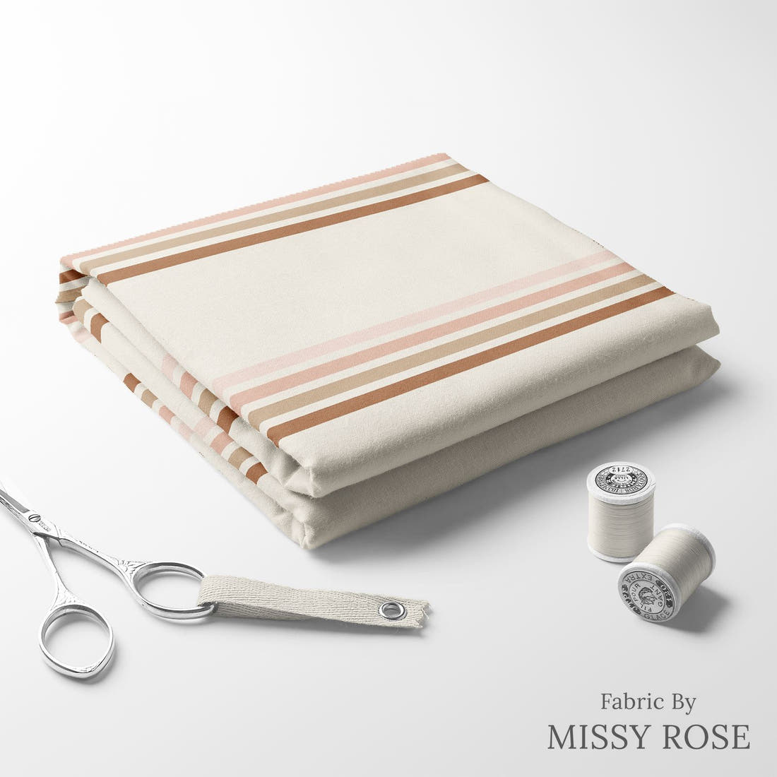Indy Bloom Fabric Flower Child Sunset stripes 09 folded fabric stack with matching thread - pre-order fabric Australia | Fabric by Missy Rose